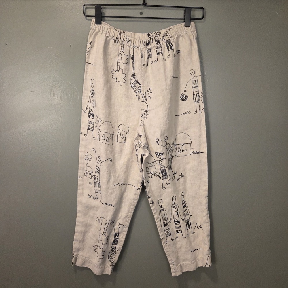Vintage Chico's Design 100% Linen Pull On Cropped Capri‎ Pants Y2K, 24" Waist